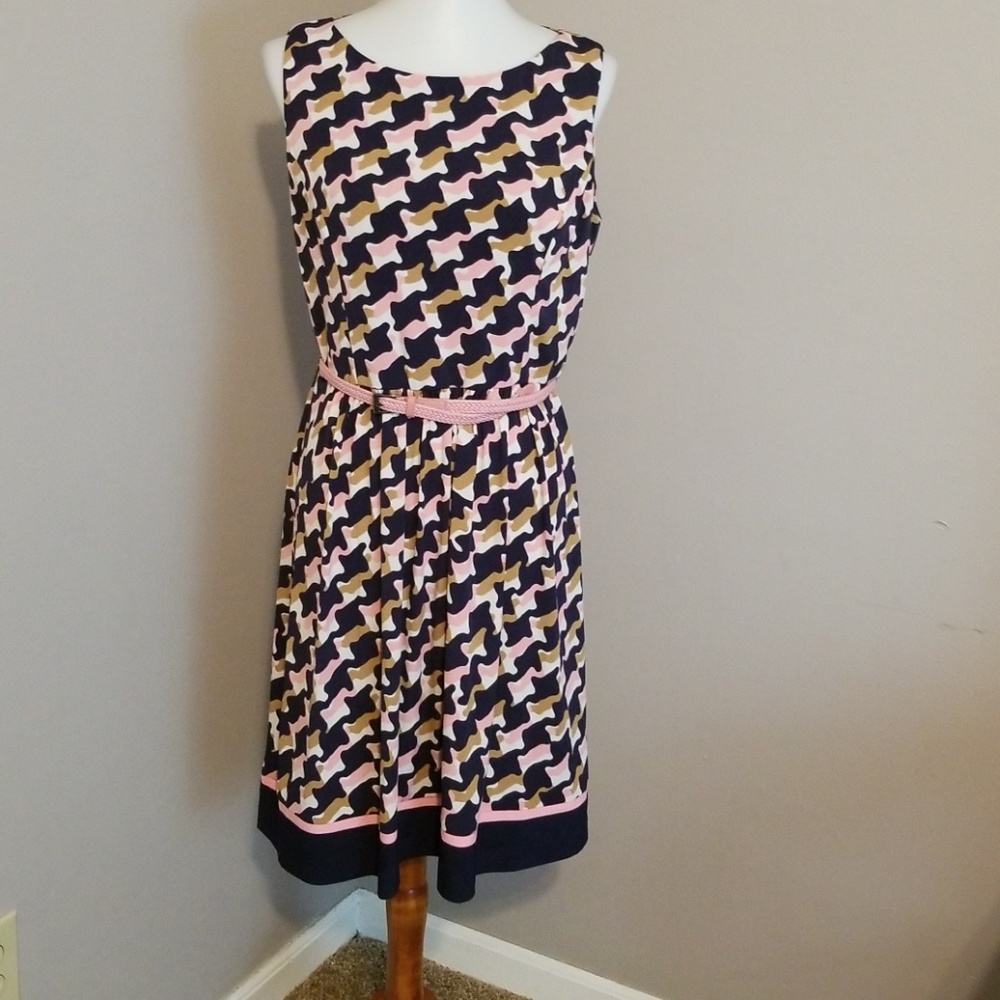 J. Howard sleeveless navy and pink dress size 12
